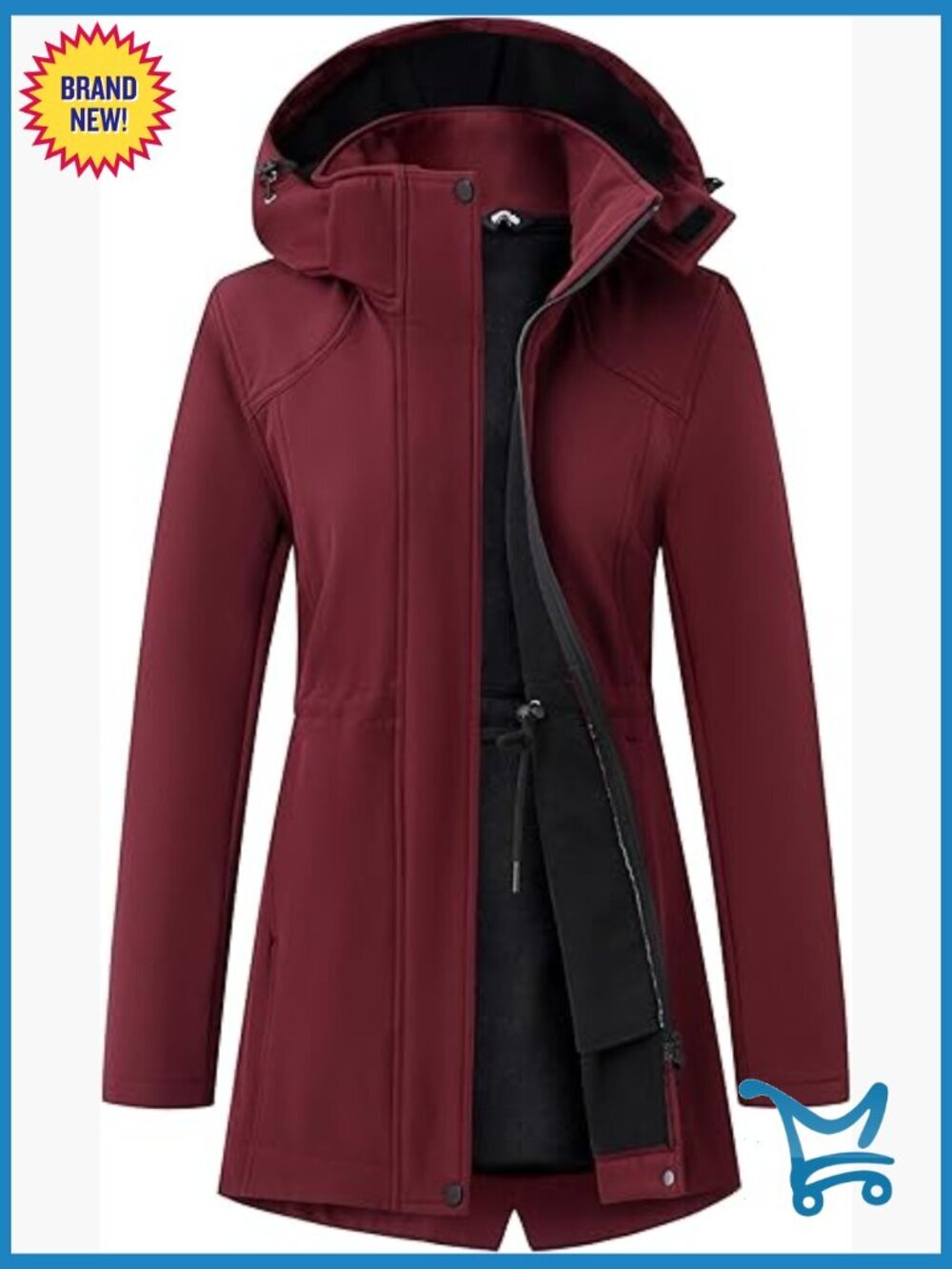 Women's Softshell Rain Jacket Lightweight Waterproof Fleece Lined Windbreaker